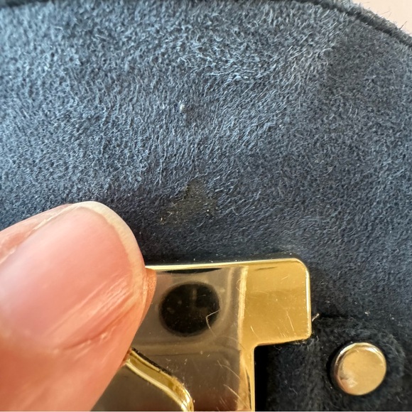 Kate Spade Carmen Navy Blue Suede Silver Emblem Driving Loafer Leather Upper - Picture 10 of 11